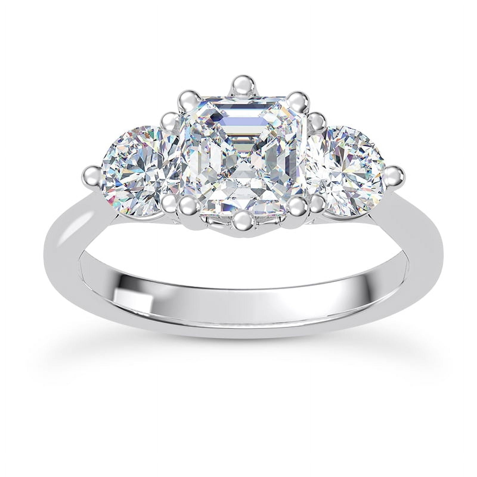 Circle Jewel 1.9 Ct Asscher Cut 3-Stone Engagement Wedding Ring - Lab ...