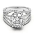 thumbnail image 1 of Circle Jewel 1.9 Ct Asscher Cut Engagement Rings - Wedding Halo Multi Shank Moissanite Rings - 14K White Gold Plated - Moissanite - Perfect for Proposal and Valentine’s Day Gifts, 1 of 4