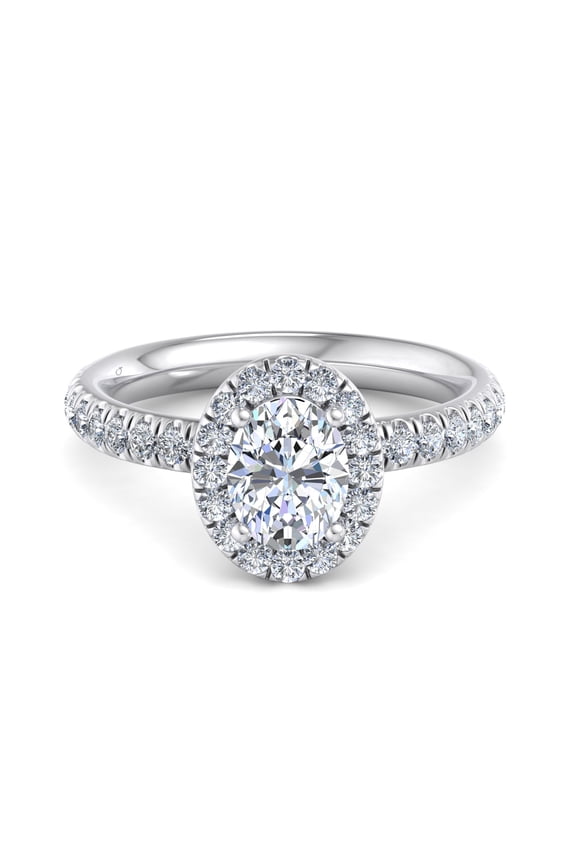 14K White Gold Plated Halo Engagement Ring - 1.7 Ct Oval Cut Moissanite Ring - Classic Wedding Proposal Ring - Elegant Moissanite Jewelry - Perfect Gift for Bride to Be