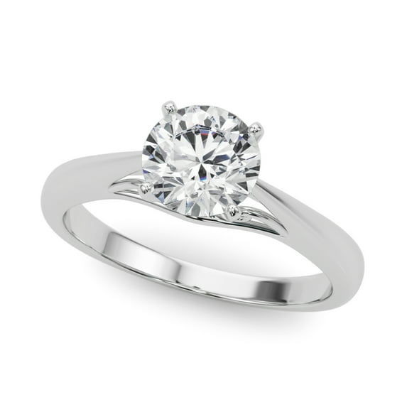 Circle Jewel 14K White Gold Plated Ring - 1.5 Ct Round Cut Moissanite Engagement Ring - Classic Wedding Jewelry for Women - Thoughtful Gift for Special Occasions - Radiant Style for Her