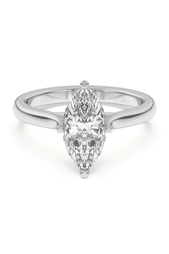 14K White Gold Plated Ring - 1.8 Ct Marquise Cut Moissanite Wedding Ring - Women's Engagement Ring - Anniversary Jewelry - Wedding Gifts Mr Mrs Couples - Women's Stackable Ring