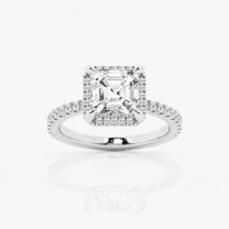 Circle Jewel Gorgeous 1.6 Ct Lab Created Asscher Cut Diamond Engagement Ring - 14K White Gold Plated - Women’s Halo Bridal Jewelry - Ideal for Proposals, Birthdays, and Everyday Elegance