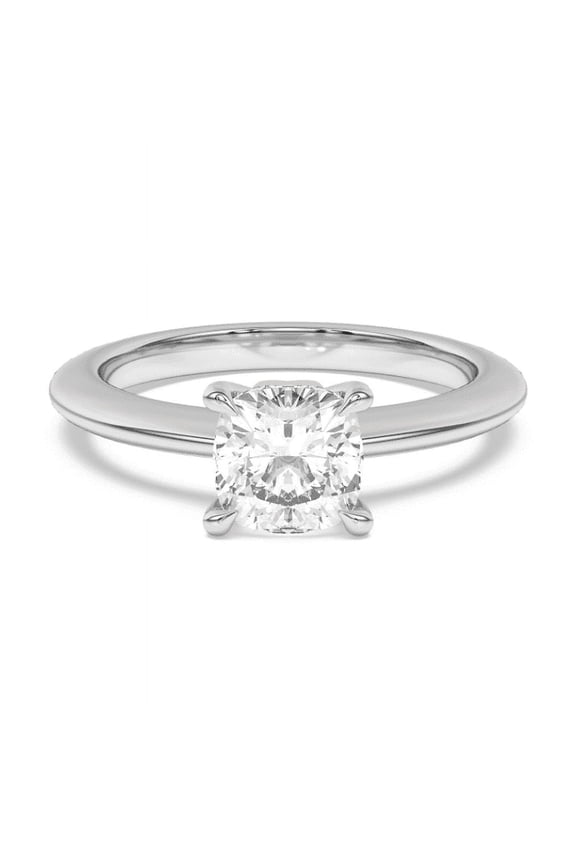 Moissanite Engagement Ring for Women - 1.4 Ct Cushion Cut - 14K White Gold Plated Ring - Classic Gift for Her - Beautiful Jewelry for Women - Two Tone Ring - As Per Image