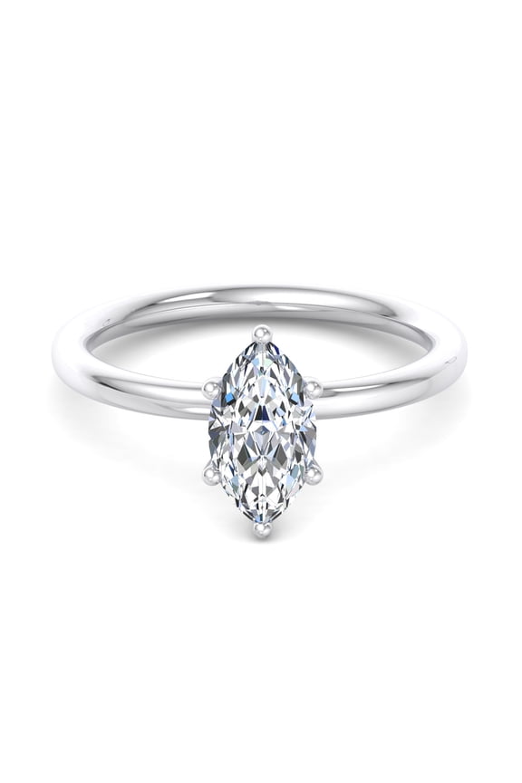 Moissanite Wedding Ring for Women - 1.7 Ct Marquise Cut Engagement Ring - 14K White Gold Plated Prong Setting - Perfect Gift for Her - Ideal for Anniversaries, Birthdays