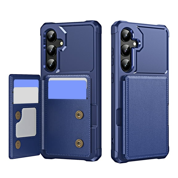 TECH CIRCLE Shockproof Wallet Phone Case for Samsung Galaxy A17 5G (6.7", 2025), Built-in 4 Card Slots, Anti-Scratch Protective Shock-absorbing Lightweight Slim Stand Cover for Women Men, Darkblue