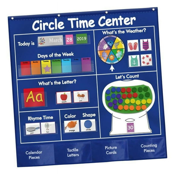 Circle Learning Time Center Pocket Chart Calendar Set Kids Educational Learning Toys for Kids Children