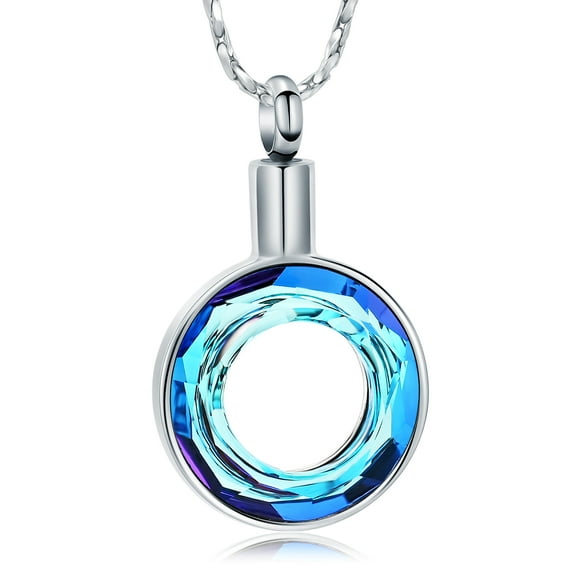Circle of Life Urn Necklaces for Women Crystal Cremation Urn Necklace for Ashes Keepsake Cremation Jewelry Christmas Birthday Anniversary Cremation Jewelry Gift
