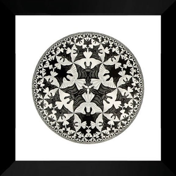 Circle Limit IV (Bats) 20x20 Framed Art Print by M.C. Escher