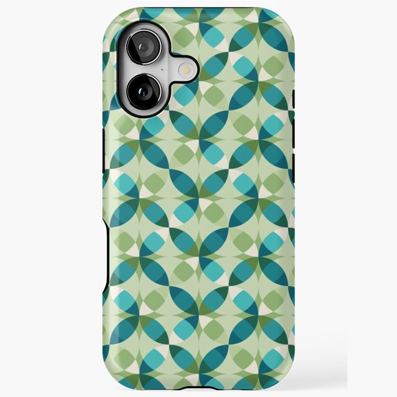 Circle Lock Print Green Teal Turquoise Mid Century Pattern Phone Case 17 16 15 14 13 12 11 Pro Max