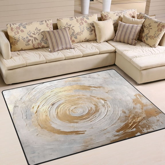 Circle Marble Area Rug Washable 80 x 58 Floor Carpet Mat Non Slip for Bedroom Living Room Home Decor