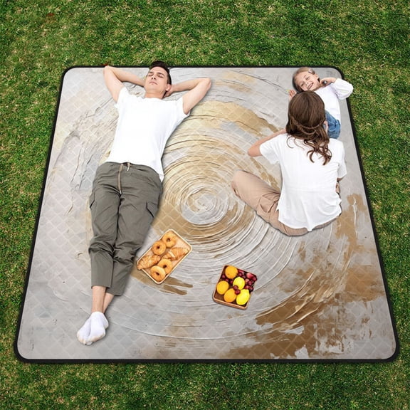 Circle Marble Beach Blanket Outdoor Picnic Blanket 78"x 78" Waterproof Foldable for Beach Camping Travel Hiking Grass Lawn Park