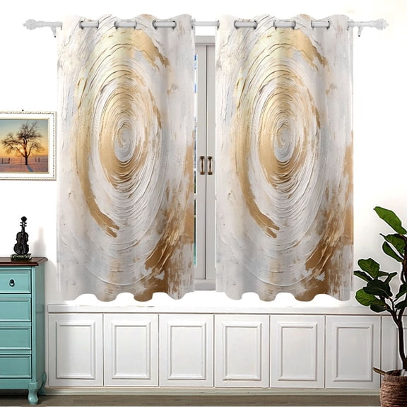 Circle Marble Black Out Curtains Aesthetic for Bedroom Living Room Sliding Glass Doors Kitchen Windows 2 panels set