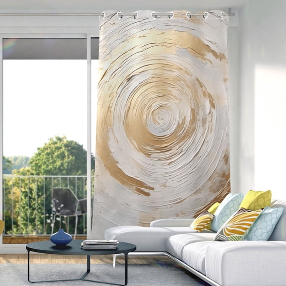 Circle Marble Blackout Curtain Panels Drapes Privacy Assured with Light Filtering Curtains for Living room Bedroom Bathroom Window
