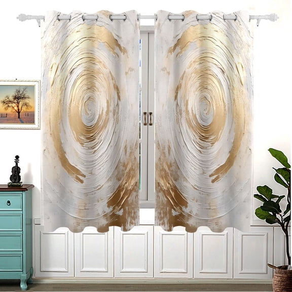 Circle Marble Curtains Black Out Curtains for Sliding Glass Doors Bedroom Living Room Bathroom 2 Panels Set