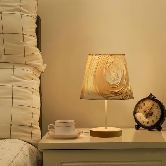 Circle Marble LED Desk Lamp Table Lamp USB Bedside Nightstand Small Lamp for Bedroom Living Room Kids Room