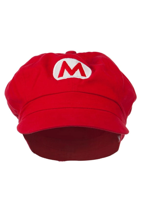 Big Size Circle Mario Luigi Wario Waluigi Embroidered Cotton Newsboy Cap - Red 2XL-3XL
