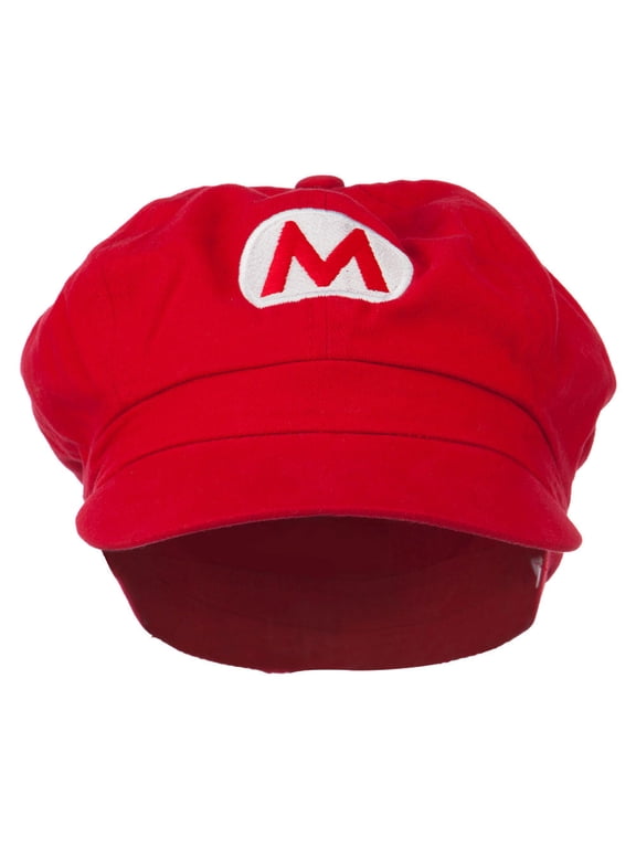 Circle Mario and Luigi Embroidered Cotton Newsboy Cap - Red M-L