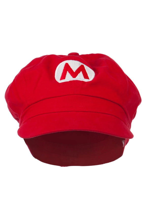 Circle Mario and Luigi Embroidered Cotton Newsboy Cap - Red XS