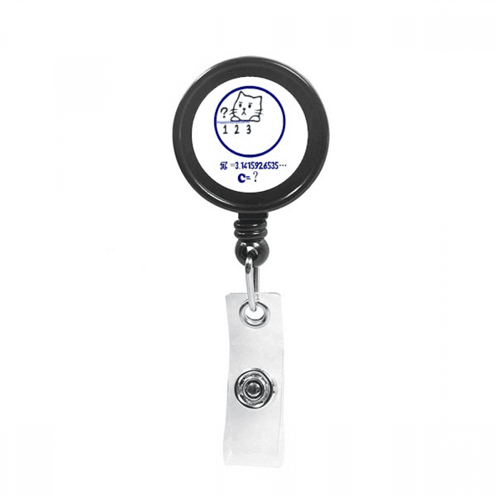 Circle Math Problem Cat Illustration Retractable Keychain Badge Holder ID Badge