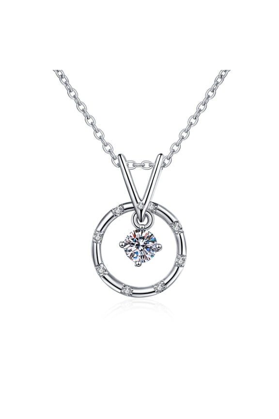 Circle Moissanite Necklace for Women Men Sterling Silver Moissanite Necklace for Daughter Girlfriend Wife Mom Jewelry Gifts