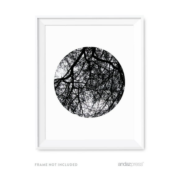 Circle Monogram Wall Art Letters, Black and White Tree Branches