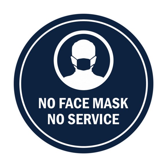 Circle No Face Mask No Service Sign (Navy Blue / White) - Medium 6"