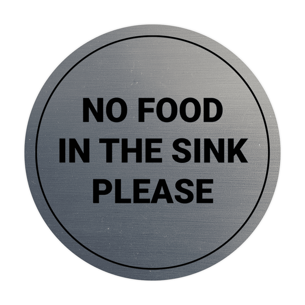 Circle 'No Food In The Sink Please' Sign - Medium (6x6 Inch), 2 Pack, Adhesive Backing