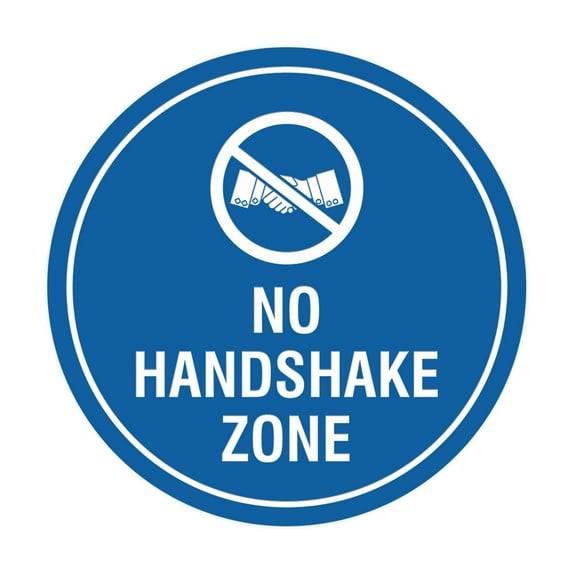 Circle No Handshake Zone Sign (Blue) - Small 4"