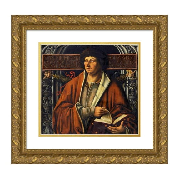 Circle Of Ambrosius Holbein 13x12 Gold Ornate Wood Frame and Double Matted Museum Art Print Titled - Idealized Portrait of Virgil