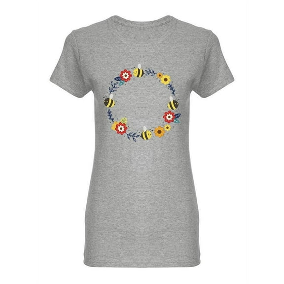 Circle Of Bees And Flowers T-Shirt Women -Image by Shutterstock, Female Small