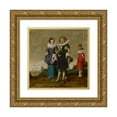 thumbnail image 1 of Circle Of Dirck Hals 15x15 Gold Ornate Wood Frame and Double Matted Museum Art Print Titled - Young Couple Walking with a Page, 1 of 4