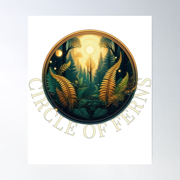 Circle Of Ferns – Botanical Ritual Badge Poster Wall Art, Modern Wall Decor, 8x12 UNFRAMED