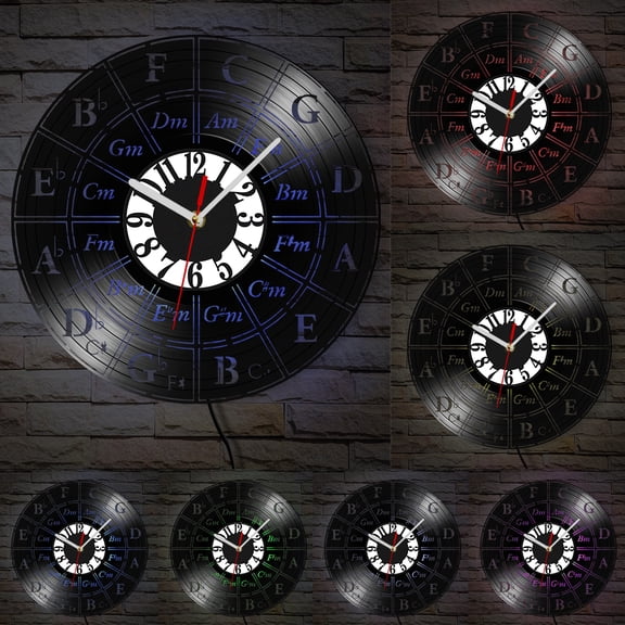 Circle Of Fifths Guitar Chart Guitarist Vinyl Record Wall Clock Guitar Key Music Album Silent Sweep Quartz Wall Clock For Music Studio