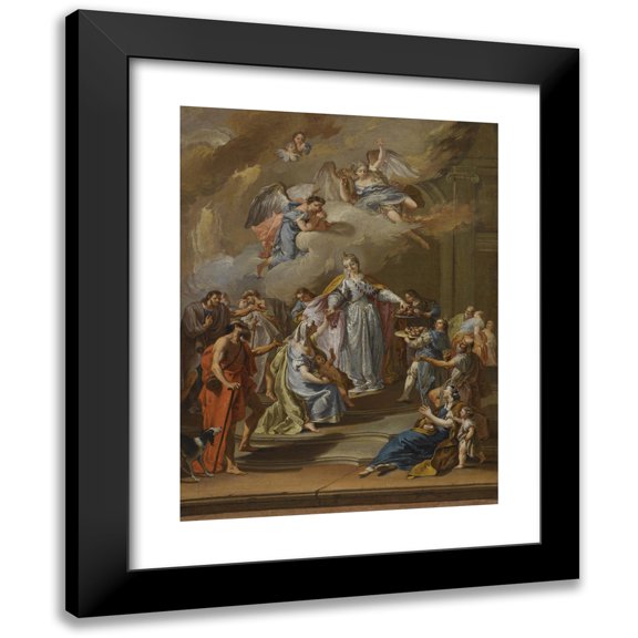 Circle Of Francesco Pittoni 12x14 Black Modern Framed Museum Art Print Titled - Saint Elizabeth of Portugal Distributing Alms