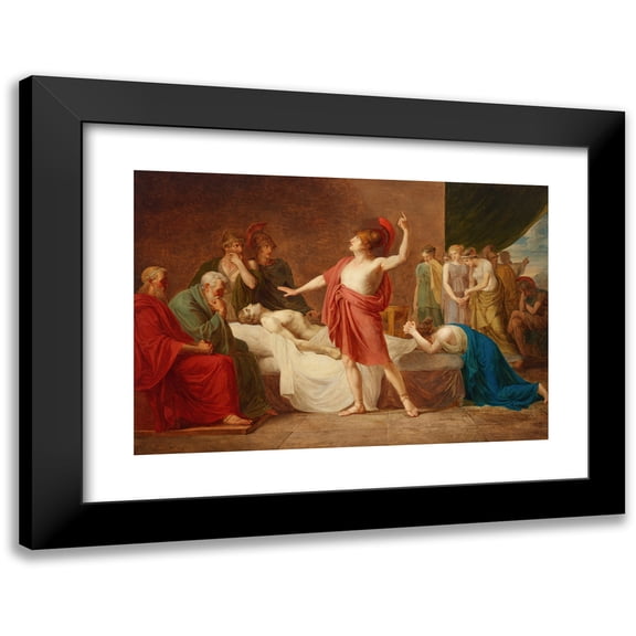 Circle Of Jacques-Louis David 14x11 Black Modern Framed Museum Art Print Titled - Achilles Mourning the Death of Patroclus