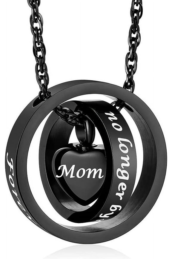 Circle Of Life Urn Necklace for Ashes No Longer by My Side, Forever in My Heart Carved Locket Cremated Ashes Necklace