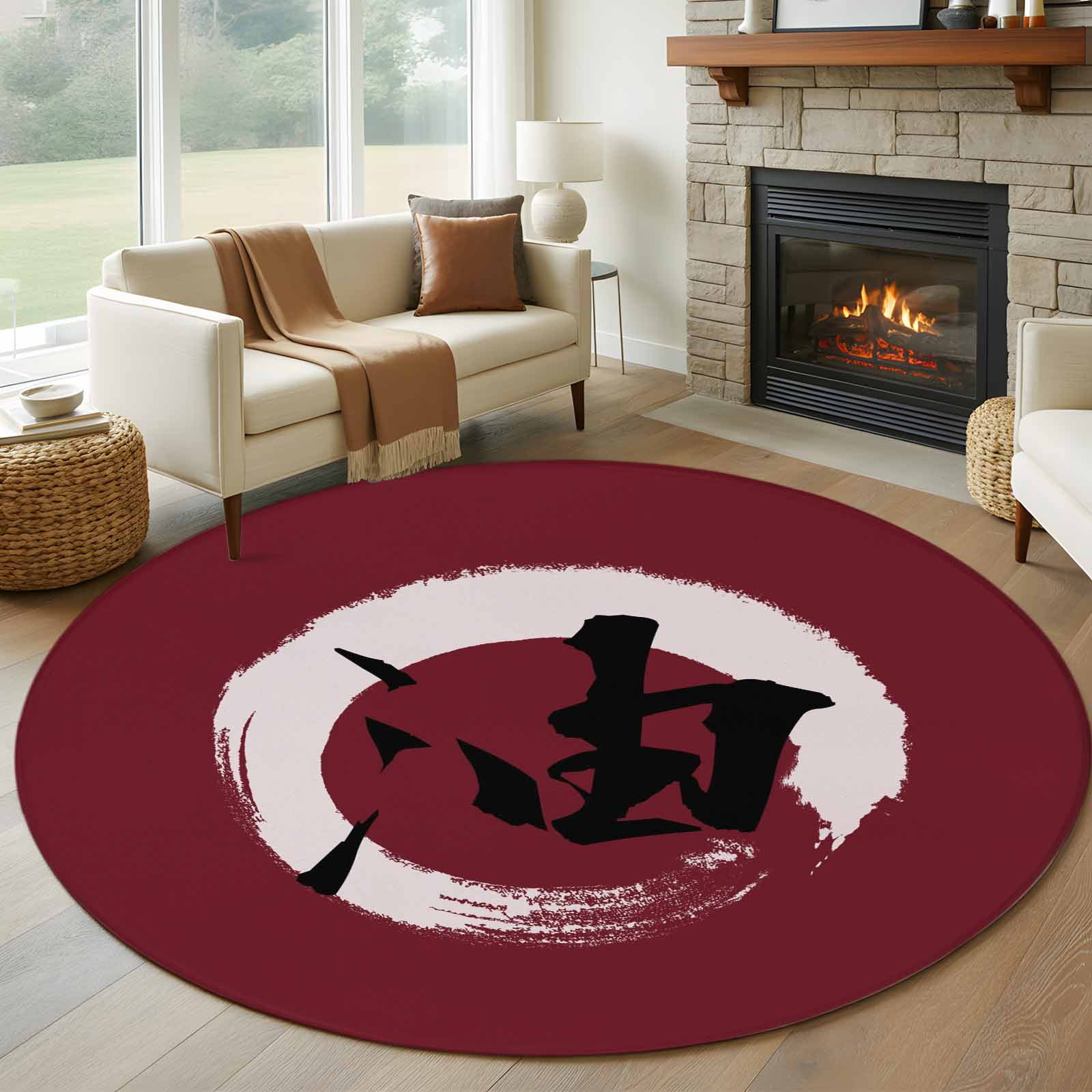 Spell Circle Rug Circle Oil Word Round Rugs for Living Room 6ft Japanese Circle Oil Word ...