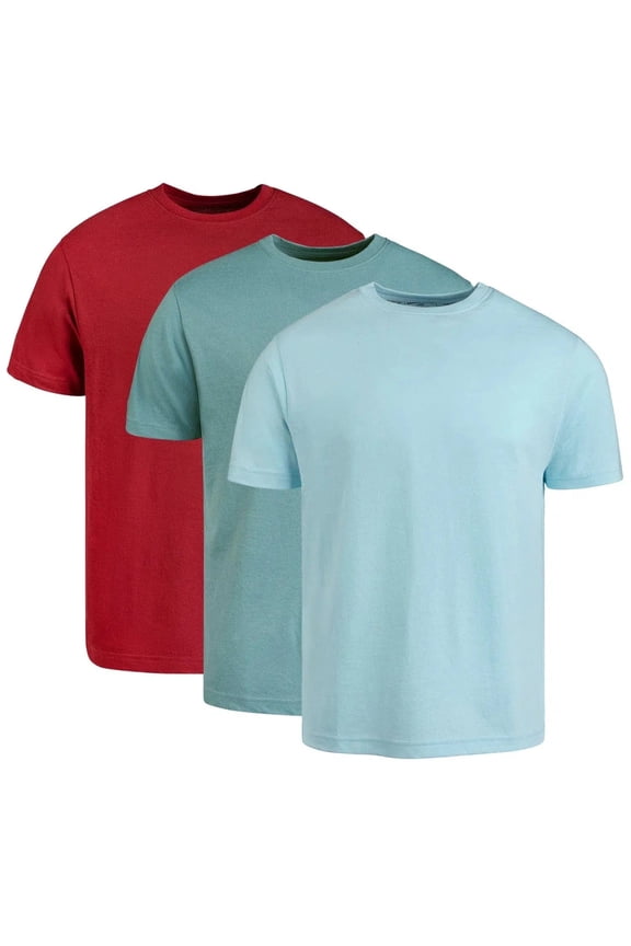 Men's Crew-Neck T-Shirt 3-Pack - Light Blue, Bluestone, Cardinal Red