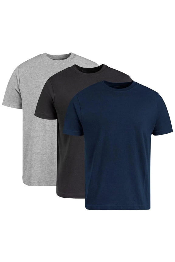 Men's Crew-Neck T-Shirts For Men 3-Pack - Navy, Carbon, Heather Gray