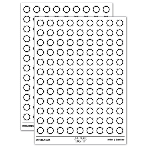 Circle Outline 200+ Round Stickers - White - Matte Finish - 0.50" Size