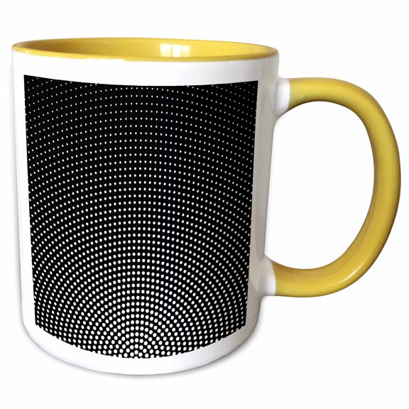 3drose, Circle Pattern Background - Monochrome Abstract Vector Graphic, 11oz Two-tone Yellow Mug