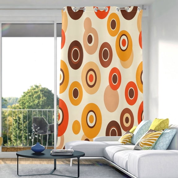 Circle Pattern Blackout Curtains 84"x52" Thermal Insulated Curtain 1 Panel