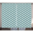 thumbnail image 1 of Ambesonne Circle Pattern Curtains 2 Panel Set, Wavy Strokes Ethnic, 108" x 84", Petrol Blue Cream, 1 of 3