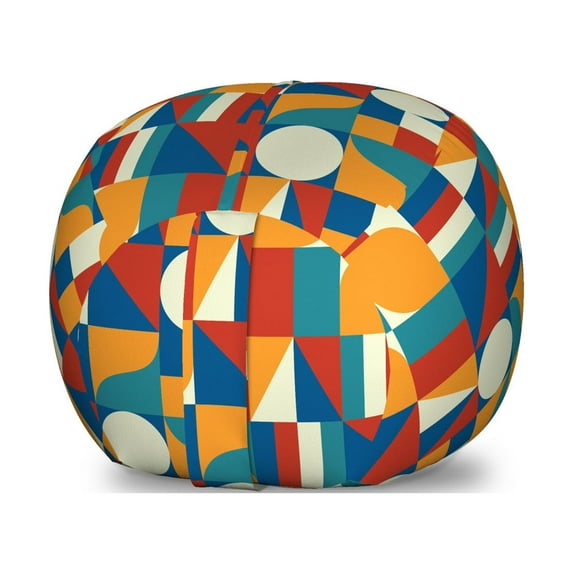 Circle Pattern Storage Toy Bag Chair, Abstract Vivid Geometric Modern Art with Symmetrical Simple Shapes Print, Stuffed Animal Organizer Washable Bag, Small Size, Multicolor, by Ambesonne