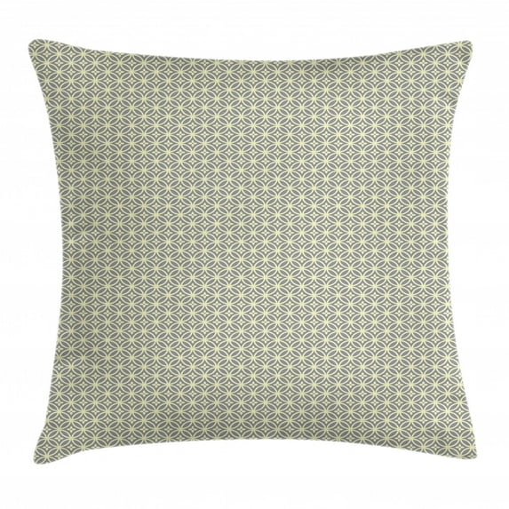 Circle Pattern Throw Pillow Cushion Cover, Quatrefoil Style Flourish Ornamental Motif in Symmetry Vintage, Decorative Square Accent Pillow Case, 18" X 18", Dimgray and Pale Yellow, by Ambesonne