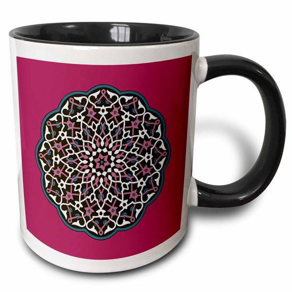 3drose, Circle Pattern Vector Art, 11oz Two-tone Black Mug