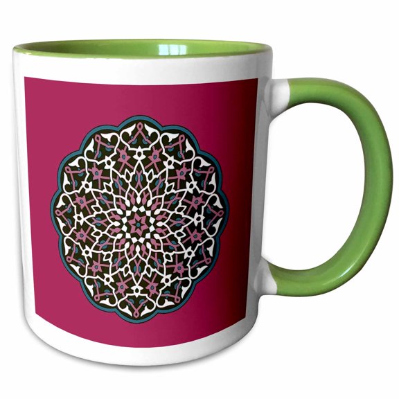 3drose, Circle Pattern Vector Art, 11oz Two-tone Green Mug