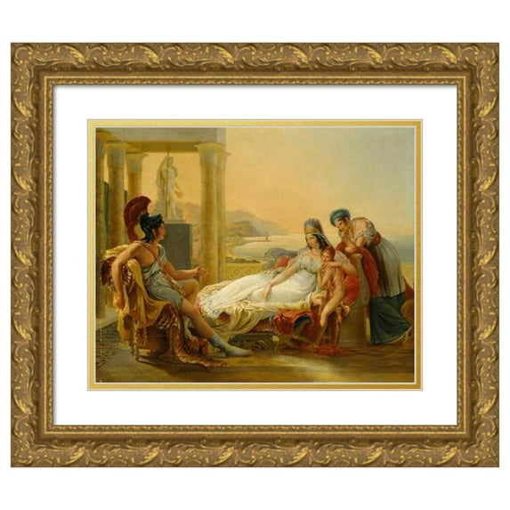 Circle of Pierre-Narcisse Guérin 14x12 Gold Ornate Wood Frame and Double Matted Museum Art Print Titled - Aeneas Recounting the Misfortunes of Troy to Dido