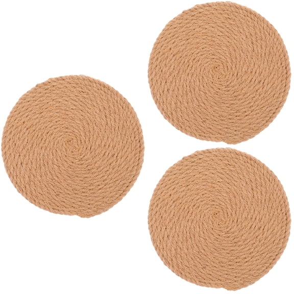 CIMAXIC 3-Piece Round Placemat Set in Khaki Rustic Woven Texture for Dining Table and Decor