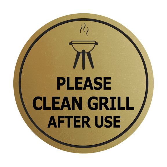 Circle Please Clean Grill After Use Sign (Brushed Gold) - Small